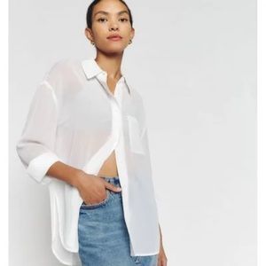 NWT Reformation white button down shirt XS Doen frame a.l.c.